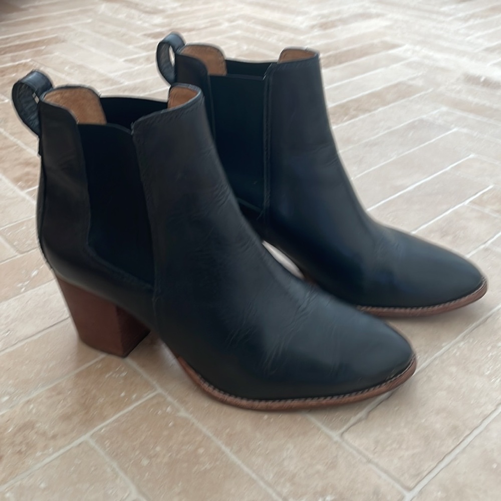 Madewell Black Leather Heeled Booties